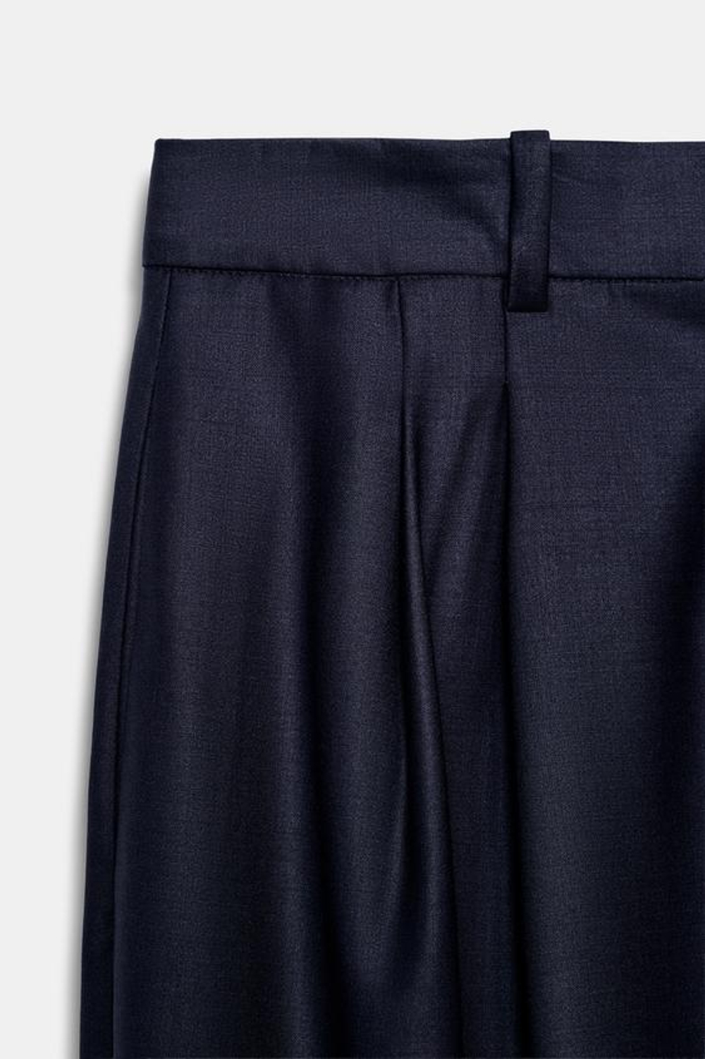 ZARA БРЮКИ С ЗАЩИПАМИ ИЗ СМЕСОВОЙ ШЕРСТИ — ZW COLLECTION, МОРСКОЙ СИНИЙ