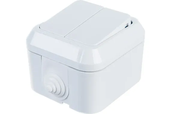 Выключатель Makel Nemli Yer 2-клавишный накладной IP44 белый 15807