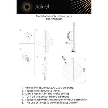 Настенный светодиодный светильник 9W 3000K APL.328.01.09 латунь Lorentayn Aployt