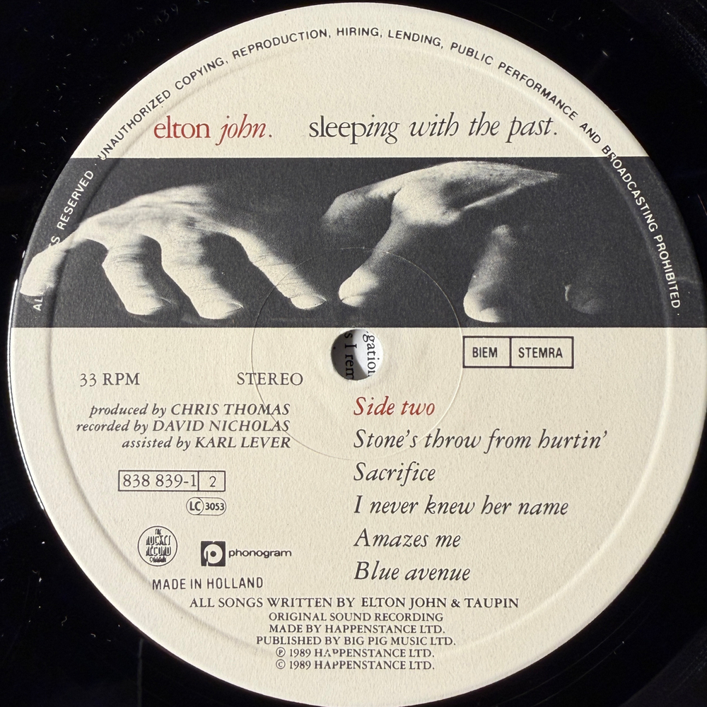 Elton John - Sleeping With The Past (Голландия 1989г.)