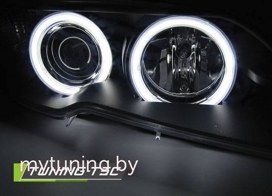 Передние фары Angel Eyes для BMW 3 E46 Coupe / Cabrio (03-06) CCFL Black
