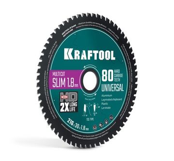 KRAFTOOL Slim multi cut 216 х 30 x 1.8 мм, 80Т, диск пильный по дереву (36957-216-30-80)