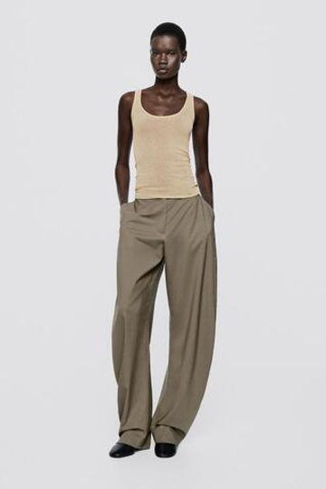 Massimo Dutti Широкие брюки с боковым швом - Limited Edition, серо-коричневый