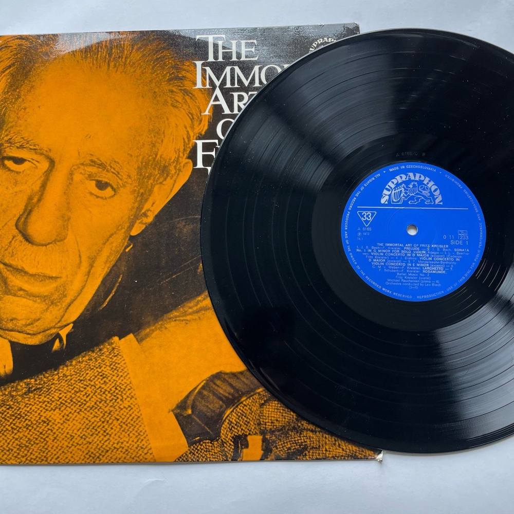 Винтажная виниловая пластинка LP Fritz Kreisler Фриц Крейслер, The Immortal Art Of Fritz Kreisler (Чехословакия 1976)