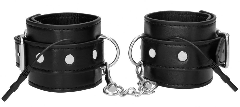 Черные наручники с электростимуляцией Electro Handcuffs (Цвет: черный)