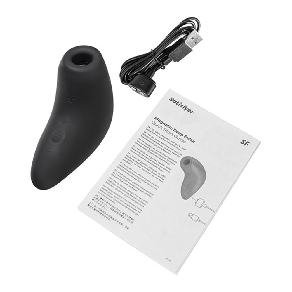 Черный вакуум-волновой бесконтактный стимулятор клитора 11,6см Satisfyer Magnetic Deep Pulse