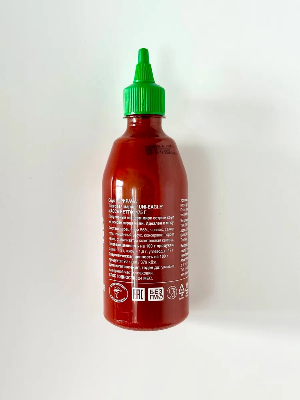 Острый соус Шрирача Chilli 56%, UNI-EАGLE, 475 г