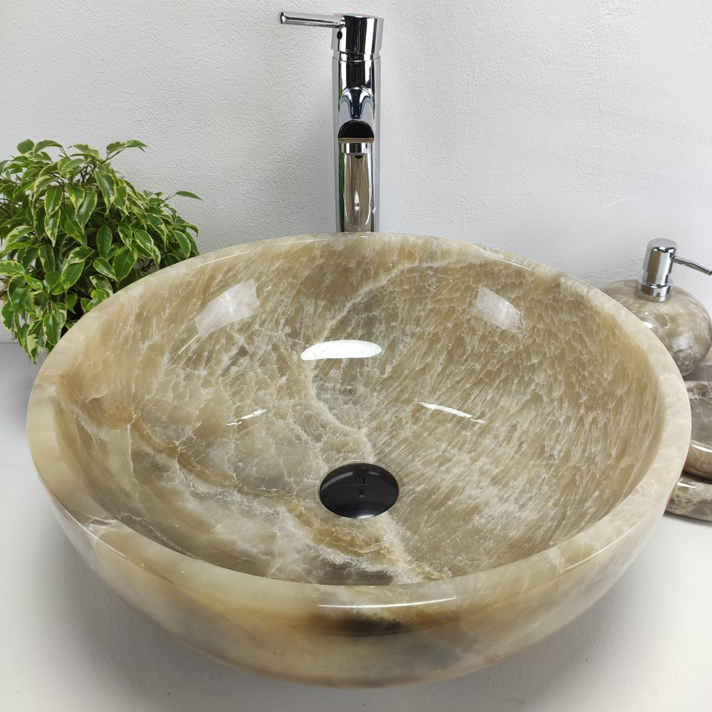 Раковина из оникса Bowl Grey BO-61042 45x45x15 из натурального камня