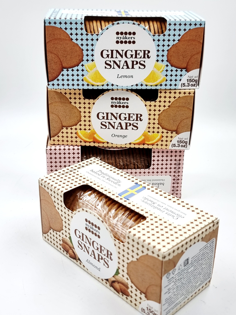 Nyakers печенье имбирное Ginger 4ре вкуса орех, лимон, апельсин (4х150) 600 г (Швеция)