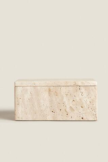 ZARA HOME МРАМОРНЫЙ ЯЩИК ДЛЯ ХРАНЕНИЯ, БЕЖЕВЫЙ