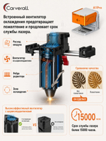 Carverall Лазерный гравер A1PRO 12Вт /Позиционирование с камерой/100*100мм, скорость 12000 мм/мин, точность гравировки 0,01 мм, лазерная резка с ЧПУ