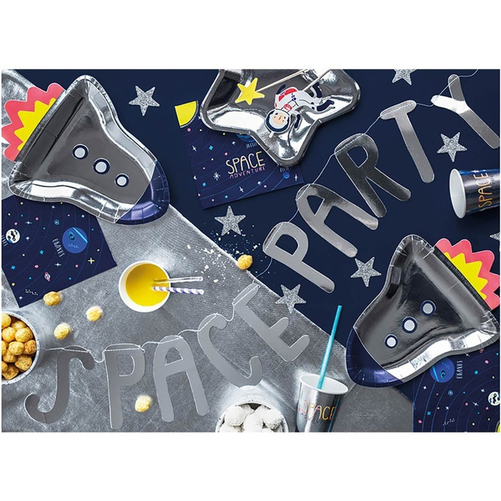 Гирлянда-буквы «SPACE PARTY. Космос» в цвете серебро, 96 см