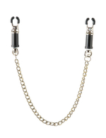Регулируемые зажимы для сосков с цепью Nipple Barrel Clamps (Цвет: серебряный с черным)