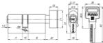 Цилиндровый механизм (R602/90) R6002Knob90(45+10+35) CP хром 5Key с вертушкой
