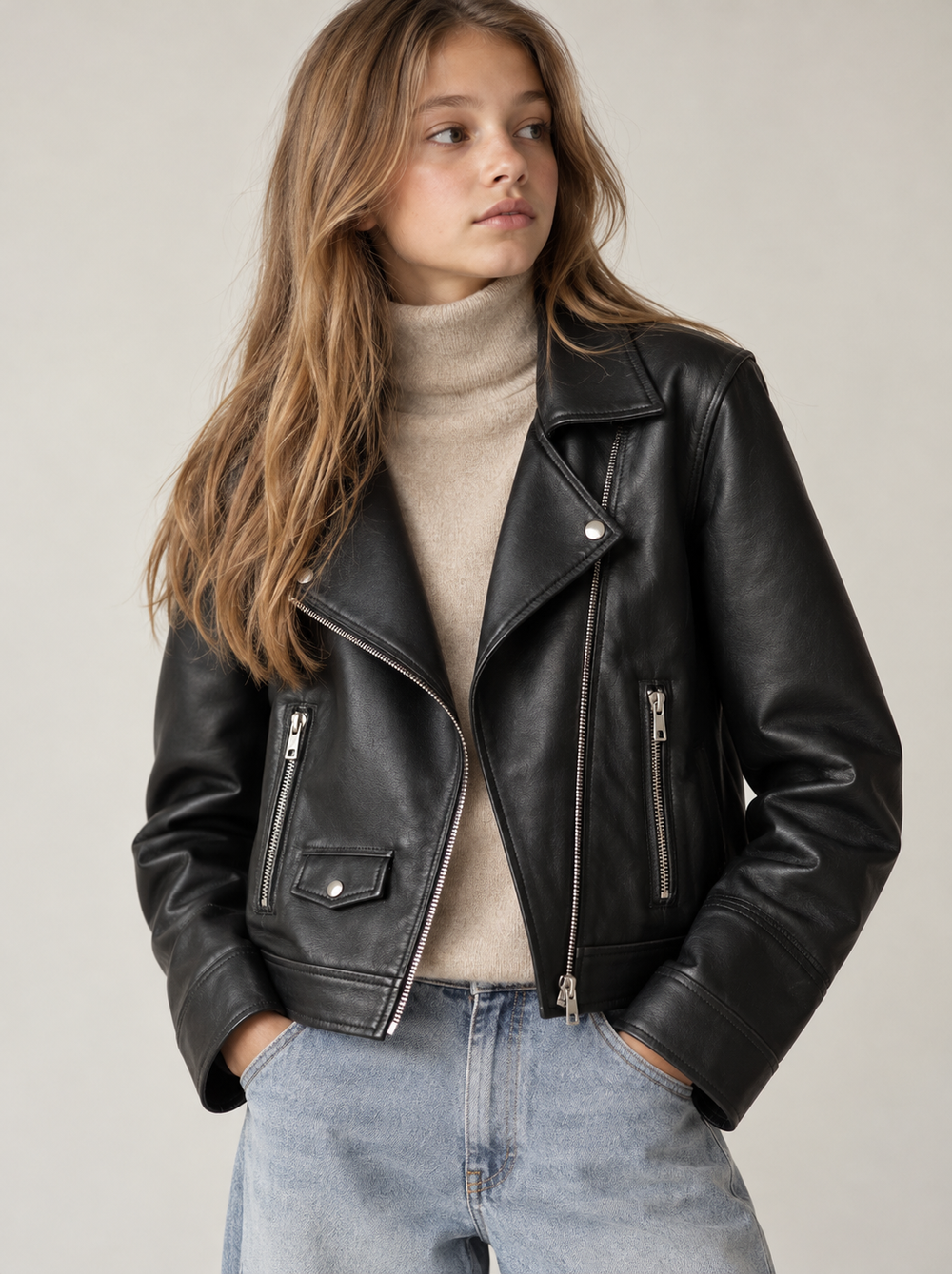 Новая куртка косуха из искусственной кожи Zara, 164