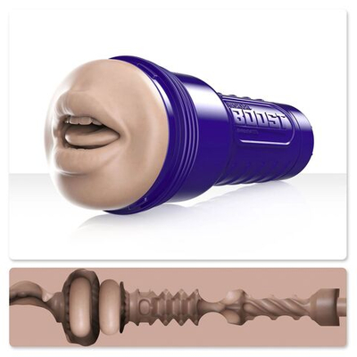 Телесный мастурбатор-рот Fleshlight Boost Blow (Цвет: синий)