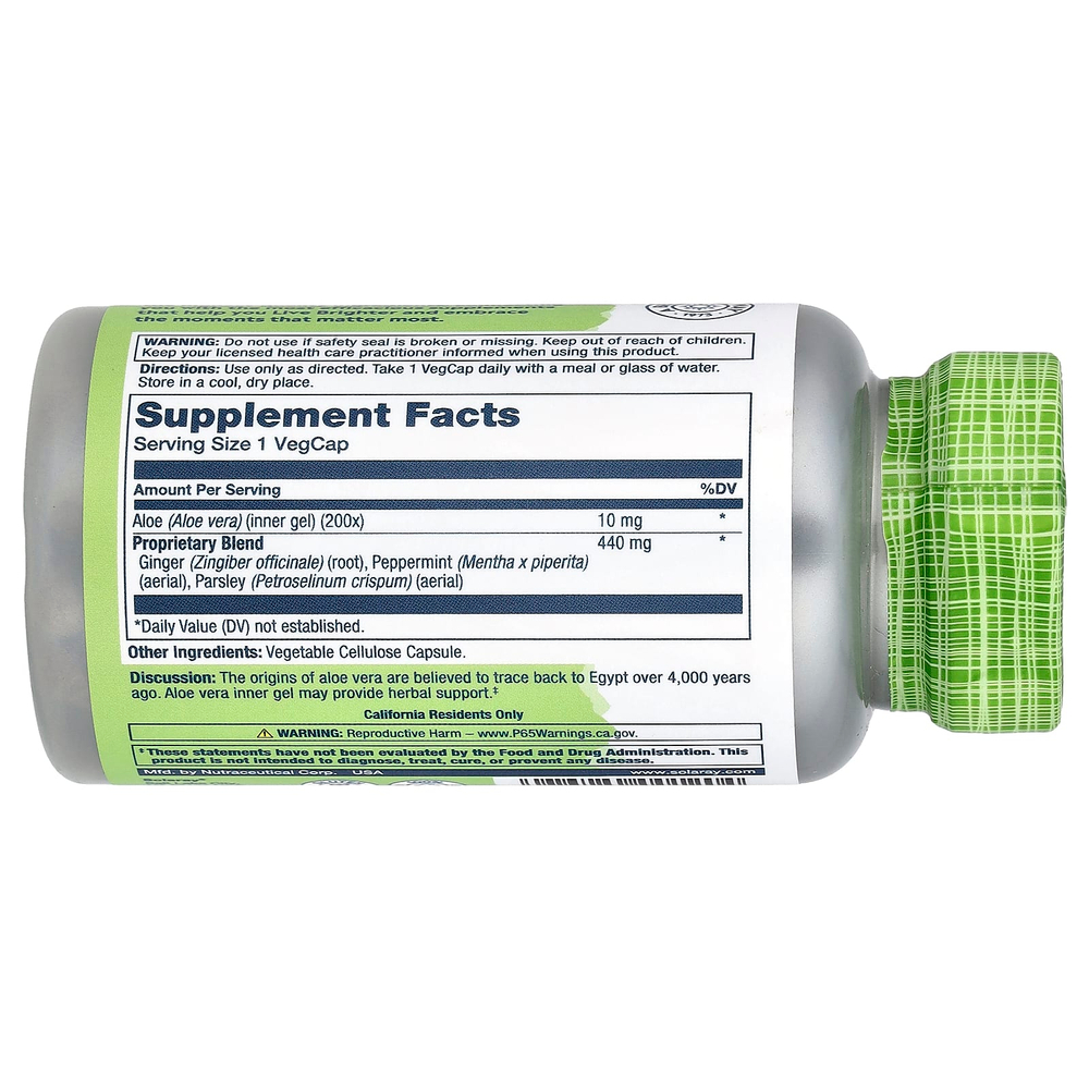 Solaray, True Herbs, гель из алоэ вера, 100 капсул VegCap
