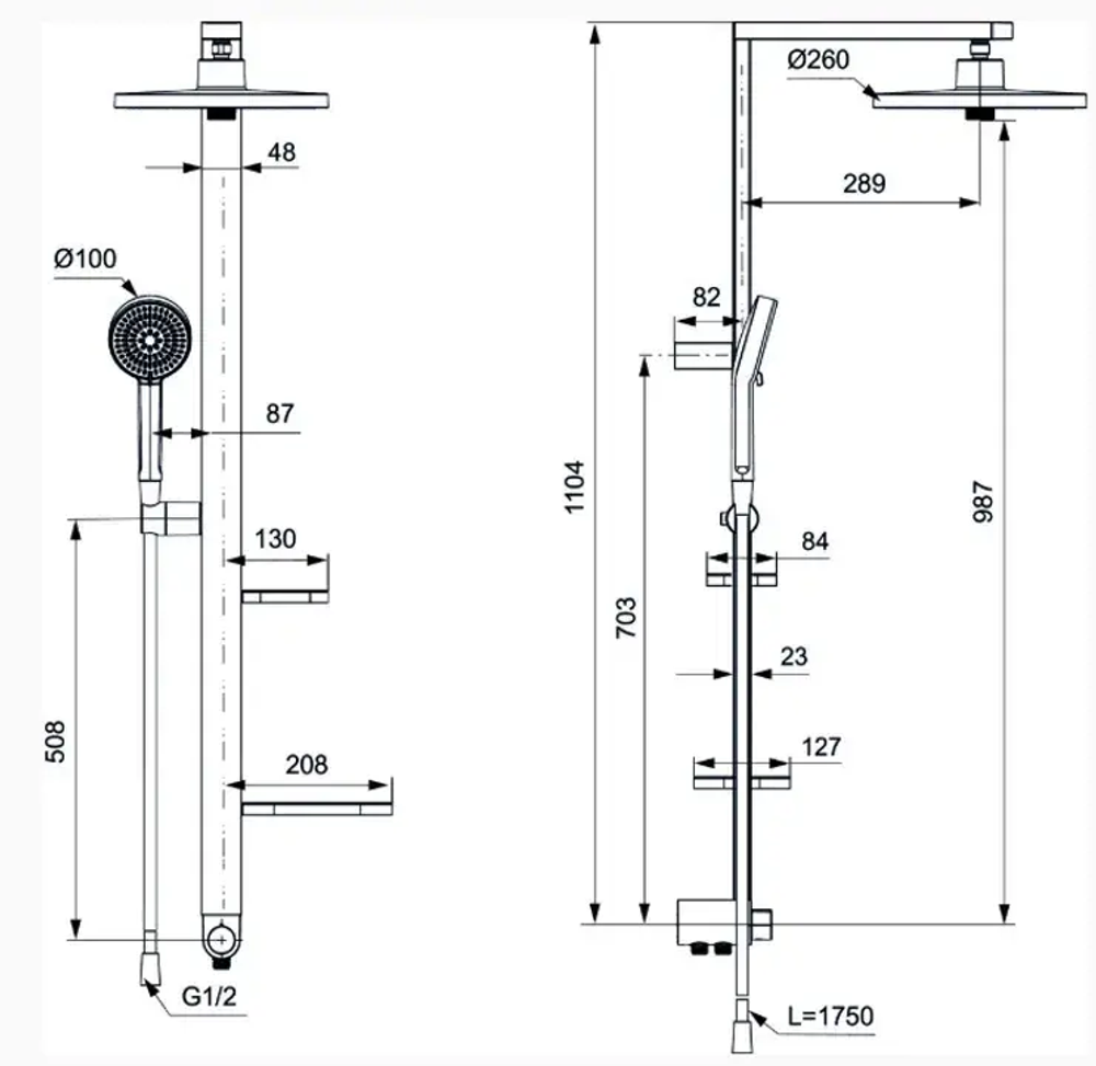 Душевая система Ideal Standard ALU+ BD583RO
