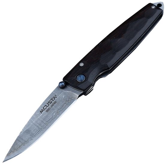 Складной нож Mcusta Shinra Emotion Tsuchi c клинком из стали VG-10 San Mai (Laminated Stainlesss Damascus) рукоять дерево (Эбен)