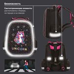 Ранец ЮНЛАНДИЯ EXTRA, с дополнительным объемом, "Rainbow unicorn", СВЕТЯЩИЙСЯ РИСУНОК, 38x29x18 см, 229932