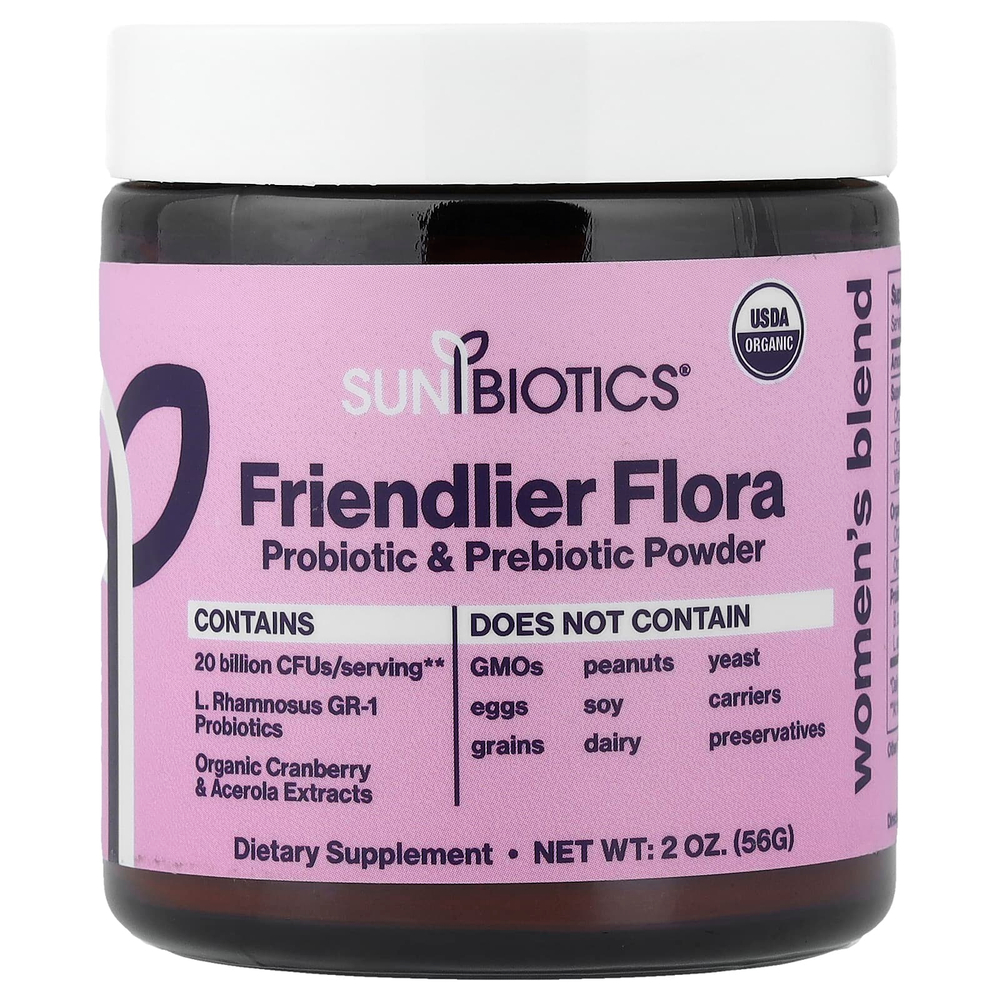 Sunbiotics, Friendly Flora, смесь для женщин, пробиотики и пребиотики в порошке, 56 г (2 унции)