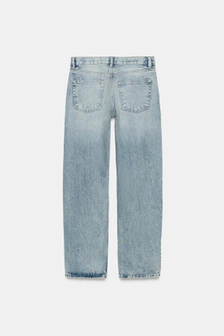 ZARA ДЖИНСЫ ZW COLLECTION ПРЯМОГО КРОЯ СО СРЕДНЕЙ ПОСАДКОЙ, ГОЛУБОЙ