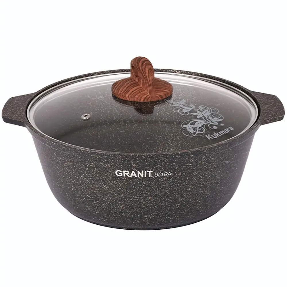 Кастрюля-жаровня 5л «Granit ultra» (original) со стеклянной крышкой диаметр 28см жго52а