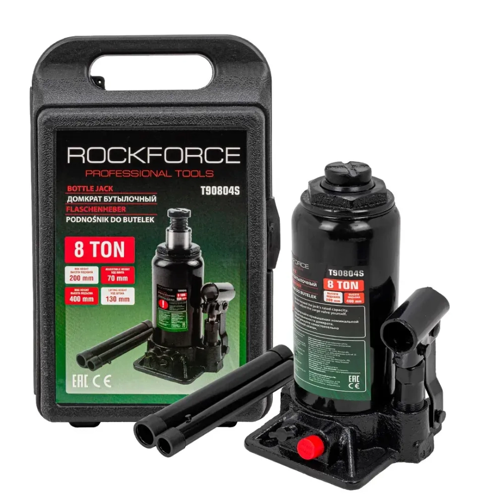 Домкрат бутылочный 8т в кейсе RockForce RF-T90804-S