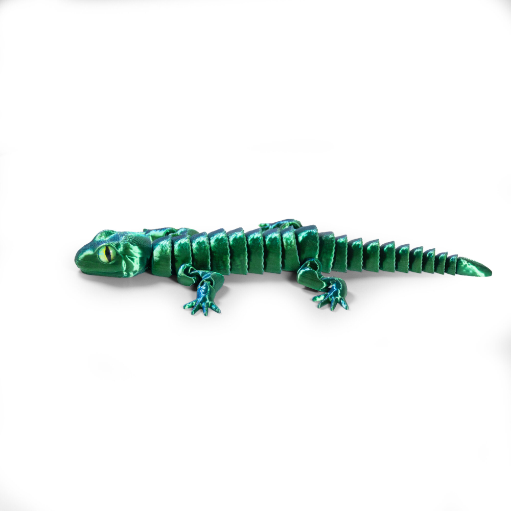 Ящерица, игрушка-антистресс, 3D печать, 19 см., сине-зеленая