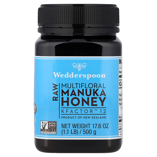 Wedderspoon, Необработанный многоцветковый мед манука, KFactor 12, 500 г (1,1 фунта)