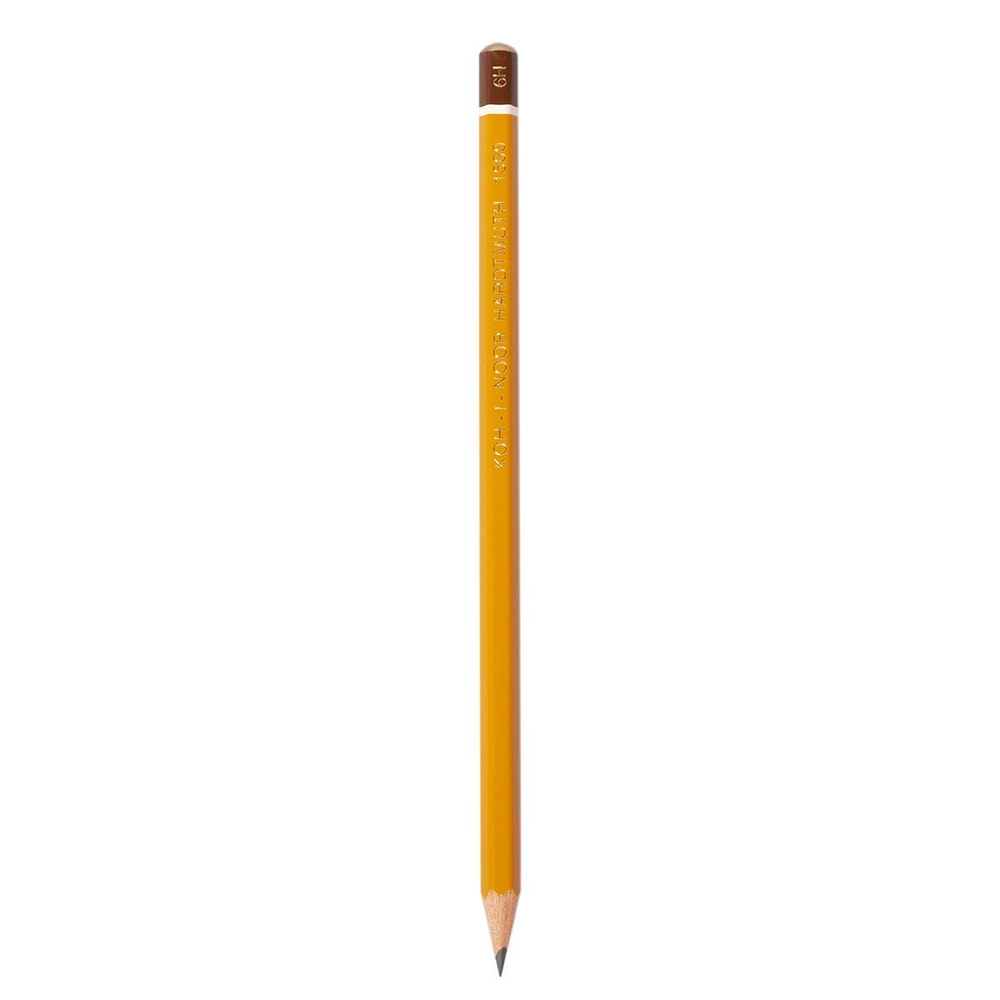 Карандаш ч/г Koh-I-Noor, 6H, дерево, без ластика, шестигранный, заточенный, цвет корпуса горчичный, картонная упаковка, в уп. по 12 шт.
