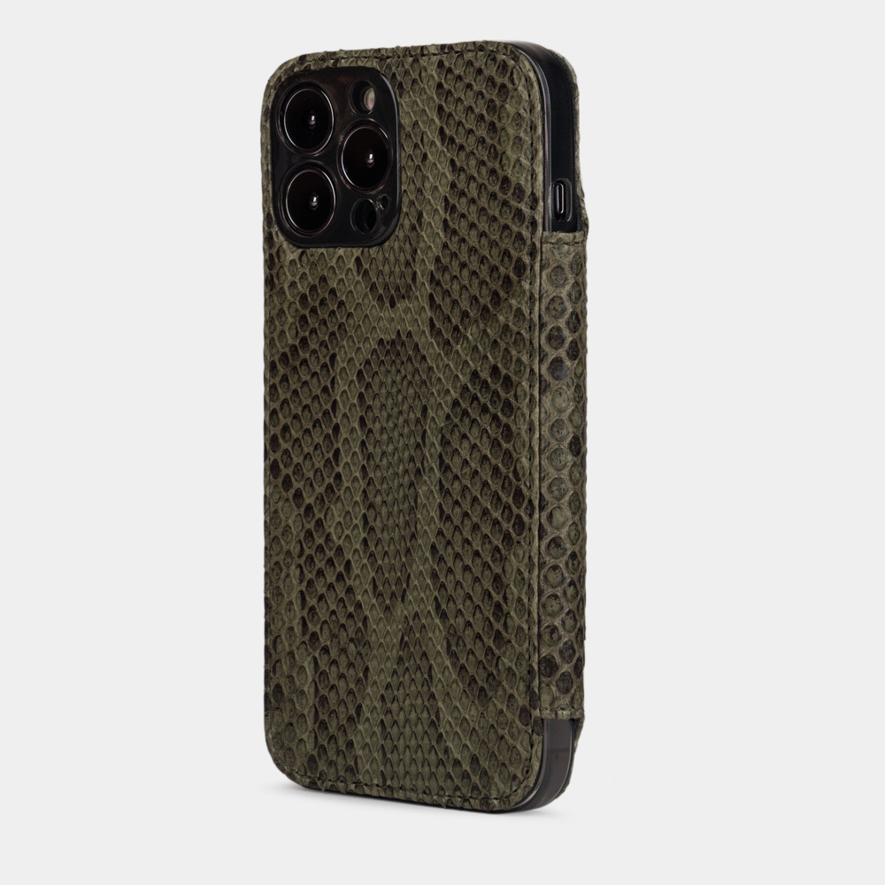 Чехол кожаный Benoit для iPhone 13 Pro зеленого цвета