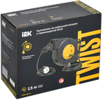 TWIST Катушка УК15 1 место с заземлением 3х1,5мм2 с автосмоткой кабеля 15м+2м IEK