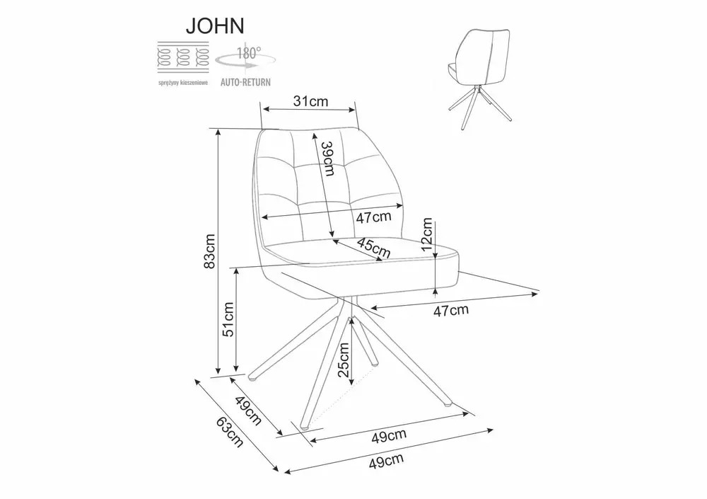 Стул SIGNAL JOHN Raven 24 бежевый/черный, поворотный