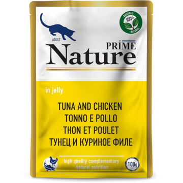 PRIME NATURE пауч 100гр в желе Тунец и куриное филе д/кошек