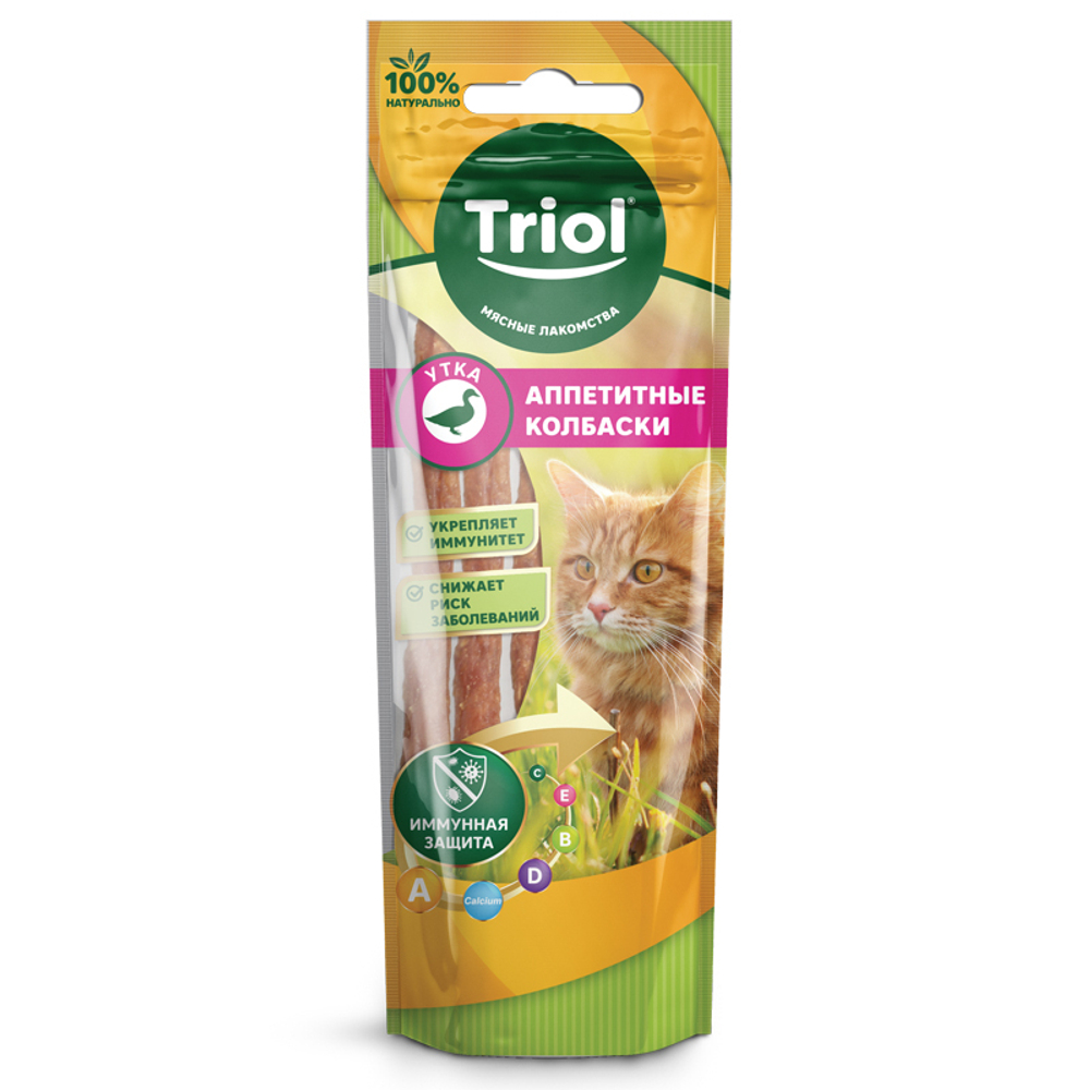 Лакомство для кошек Аппетитные колбаски из утки, 40г Triol