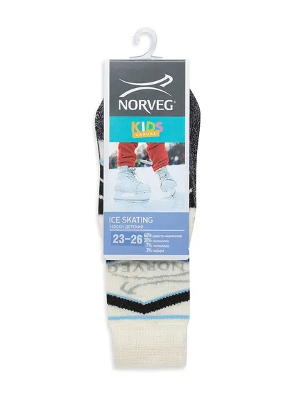 (9ICSU)Термоноски детские Norveg Ice Skating для коньков 9ICSU, молочные