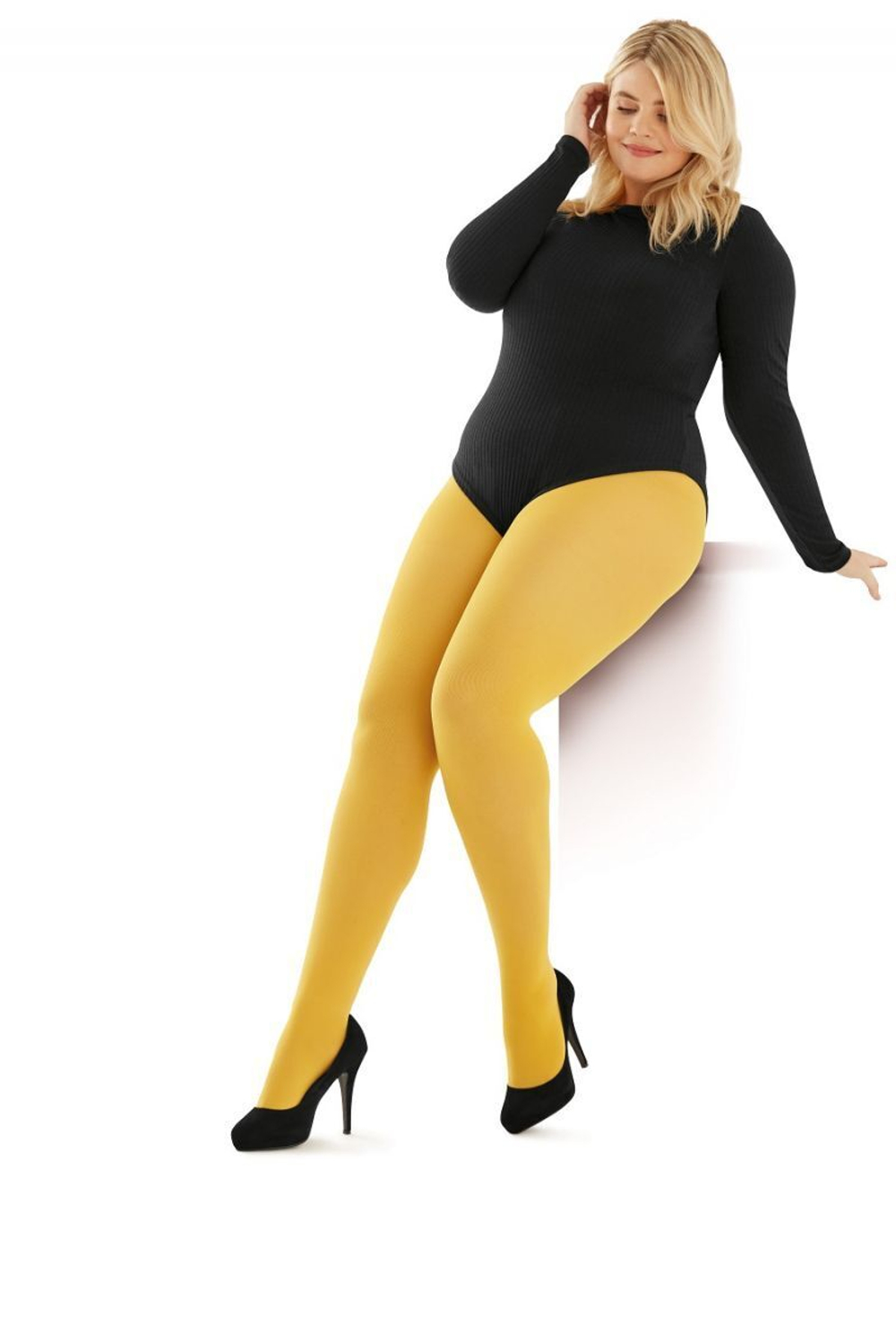 Плотные колготки Pretty Polly Curves Plush Opaque Tights (Размер: 4X) (Цвет: желтый)