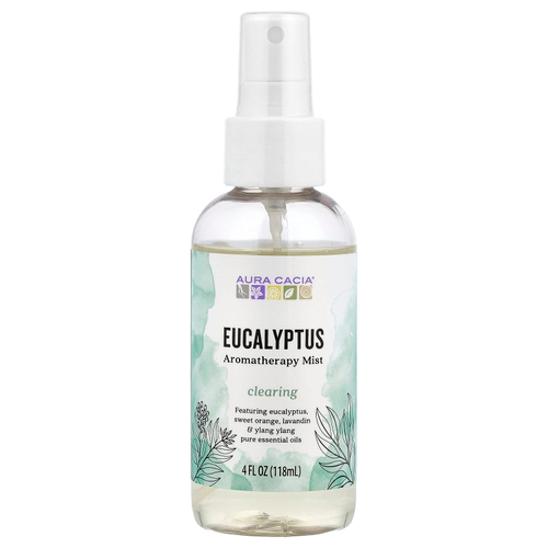 Aura Cacia, ароматерапевтический спрей, эвкалипт, 118 мл (4 жидк. унции)