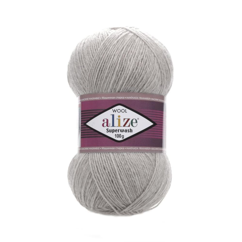 ALIZE "SUPERWASH COMFORT", 75% шерсть, 25% п/а, 100 гр, 420 м, Серый меланж
