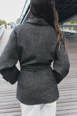 ZARA МЯГКАЯ ДВУБОРТНАЯ КУРТКА, СЕРЫЙ