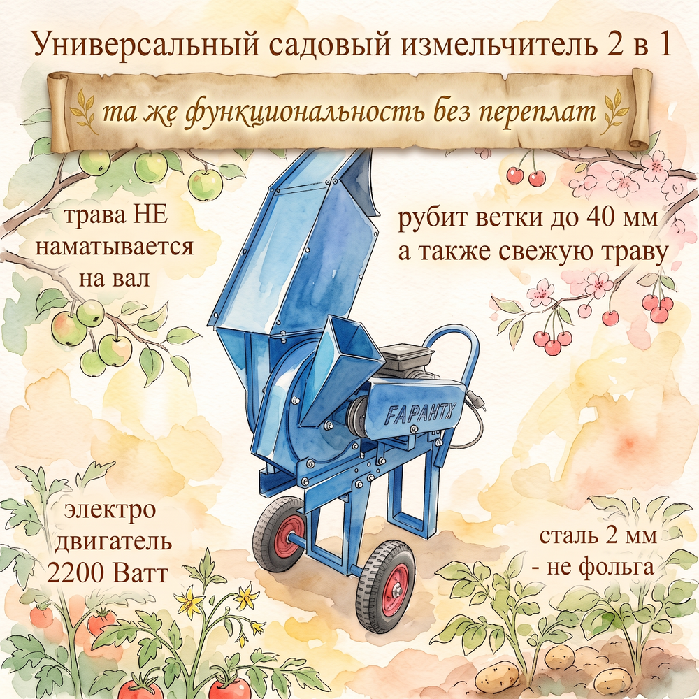 Электрический садовый измельчитель универсальный