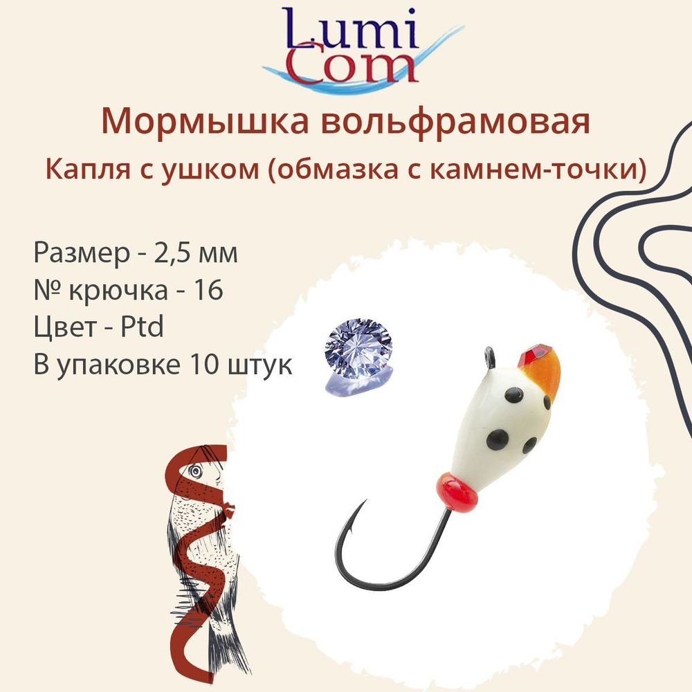 Мормышка вольфрамовая КАПЛЯ С УШКОМ 10 шт 0,26 г