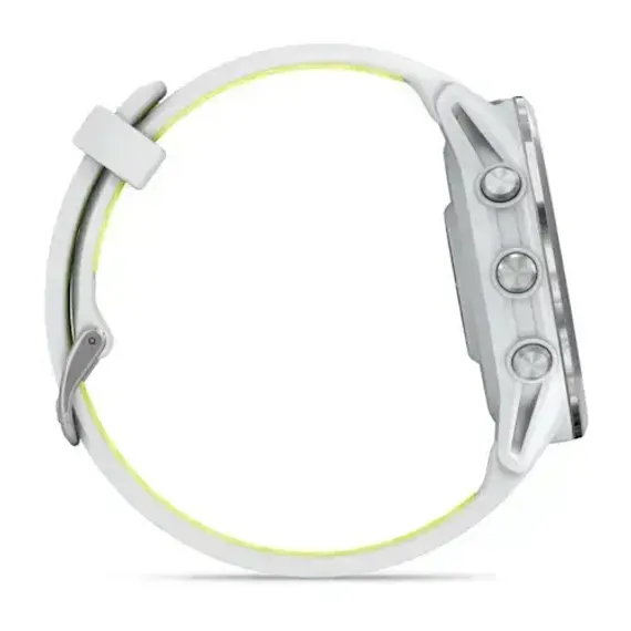 Умные часы Garmin Forerunner 970 с серебристым безелем и желто-белым ремешком