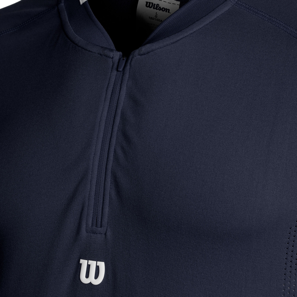 Мужское теннисное поло Wilson Players Seamless Zip Henley 2.0 T-Shirt Men - Blue