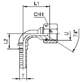 Фитинг DN 32 JIC (Г) 1.7/8 (90) (штифтованная гайка)