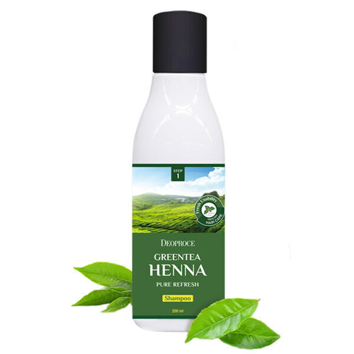 Обновляющий шампунь с хной и зеленым чаем Deoproce Greentea Henna Pure Refresh Shampoo, 200мл