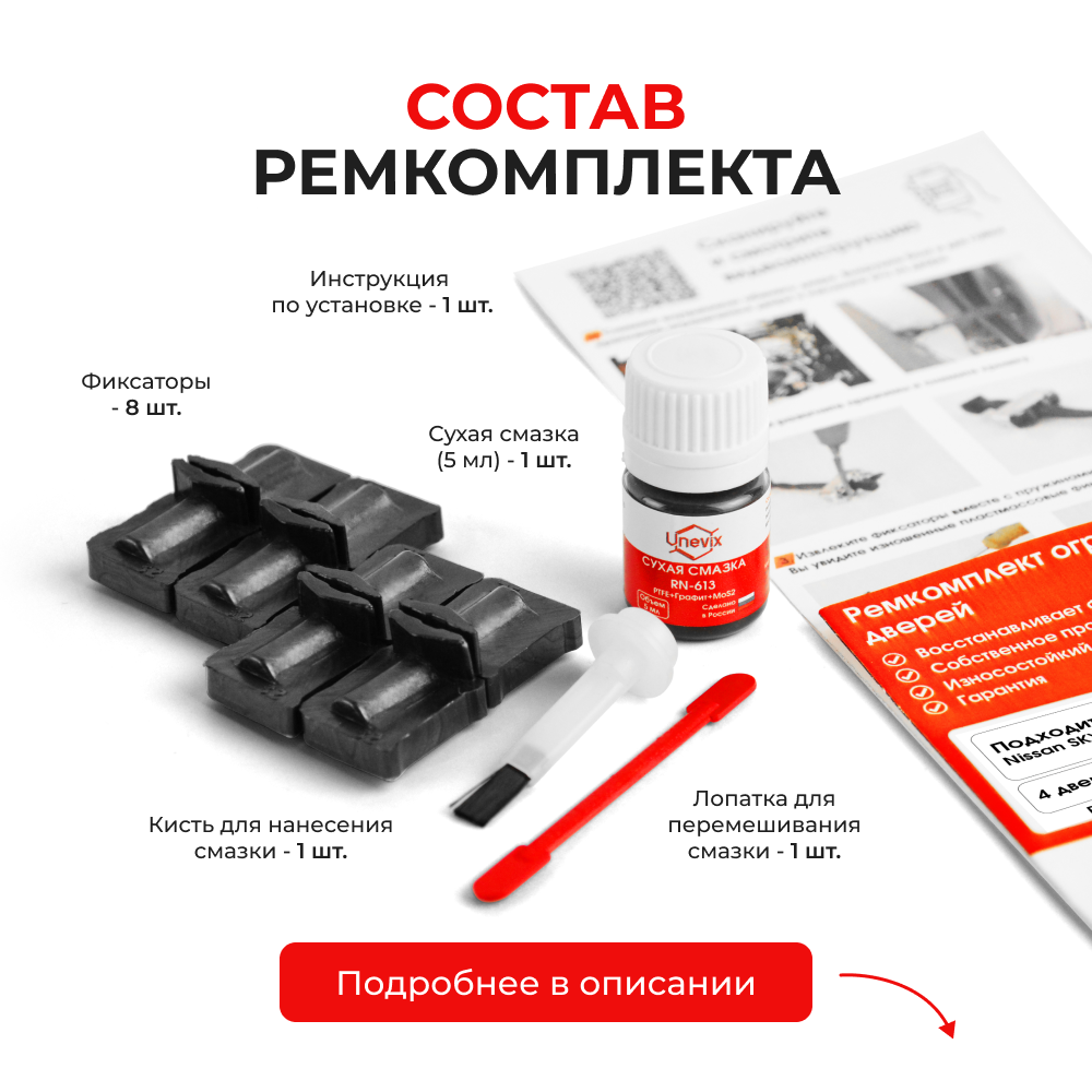 Ремкомплект ограничителей дверей Nissan SKYLINE (XIII) 37# (4 двери, тип 32) 2013-2020