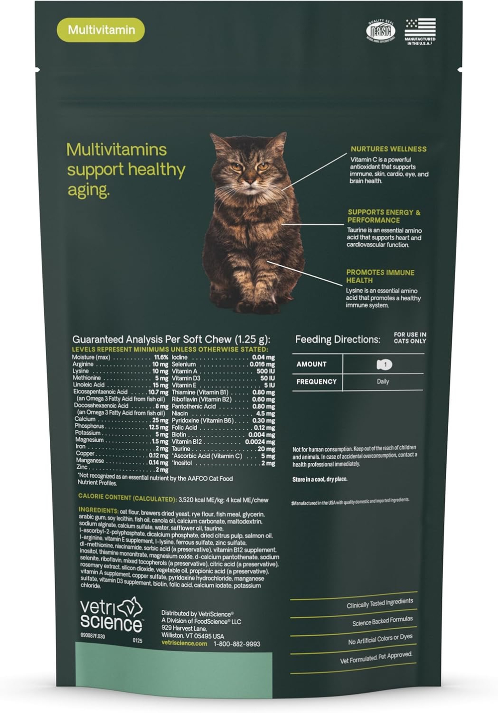 Vetri-Science Nu-Cat Senior Multivitamin витамины в лакомстве 30 шт