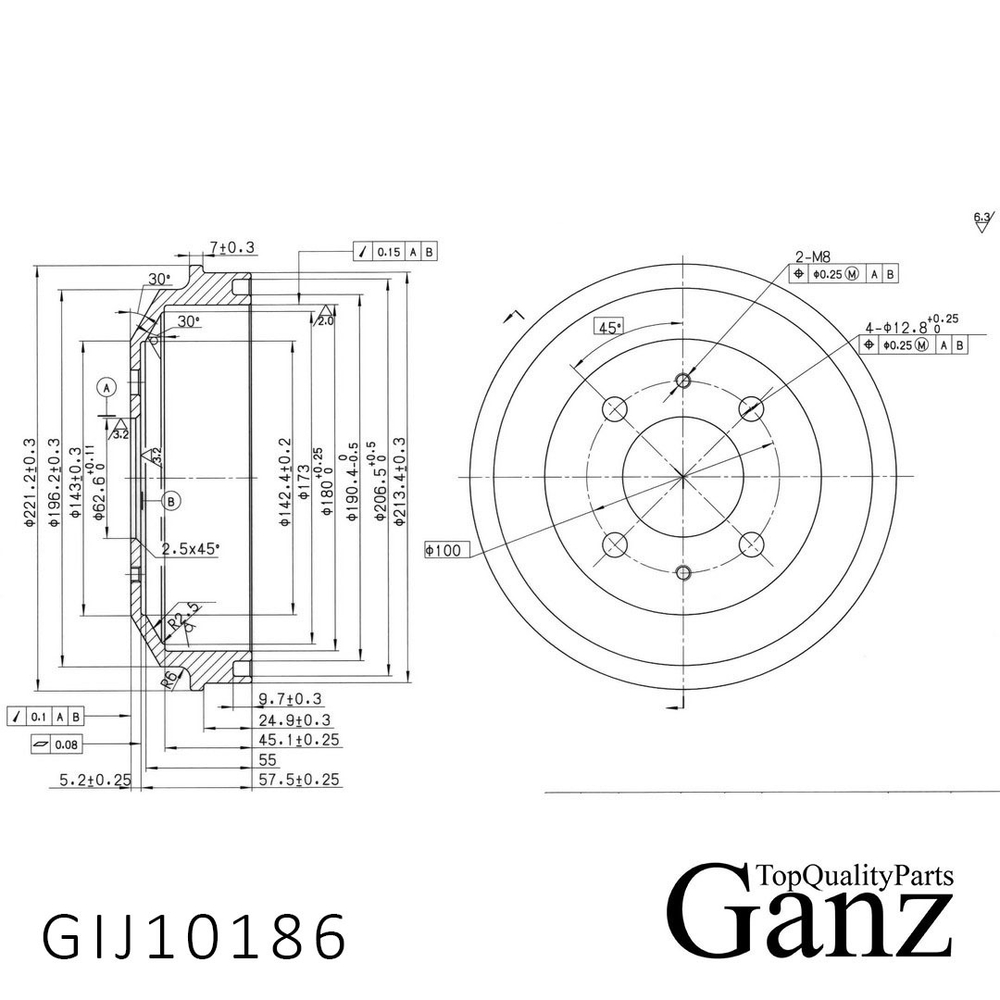 Барабан тормозной HYUNDAI Accent (ТаГаз) GANZ GIJ10186